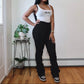 BLACK STACKED PANTS