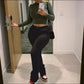 BLACK STACKED PANTS